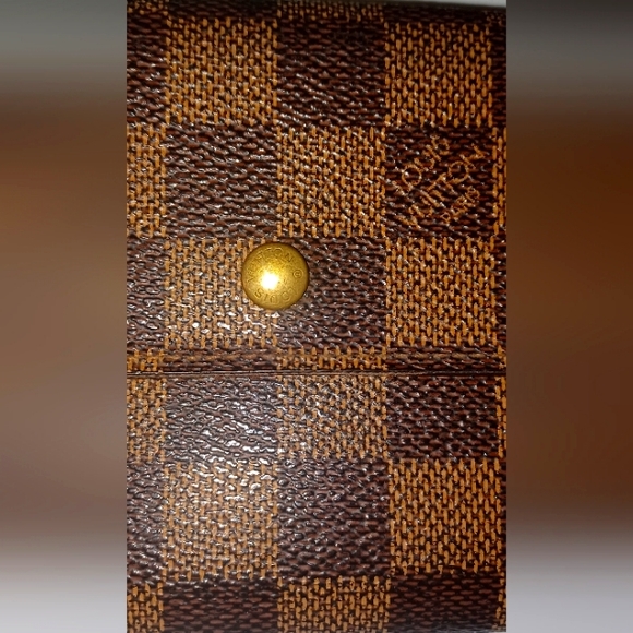 LOUIS VUITTON DAMIER EBENE MONOGRAM CANVAS LEATHER WALLET EUC - Picture 12 of 15